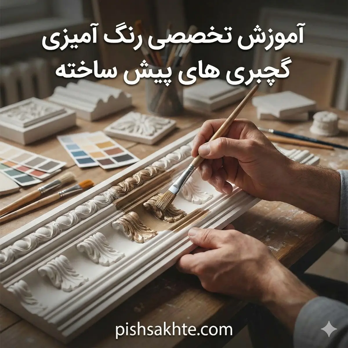 آموزش تخصصی رنگ آمیزی گچبری های پیش ساخته