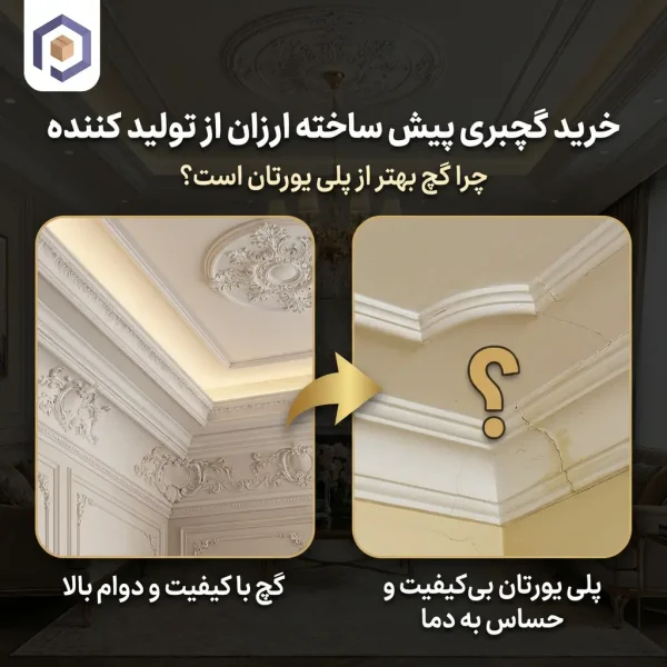 خرید گچبری پیش ساخته ارزان از تولید کننده؛ چرا گچ بهتر از پلی یورتان است؟
