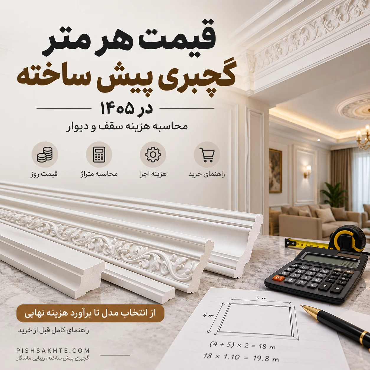 قیمت هر متر گچبری پیش ساخته ۱۴۰۵